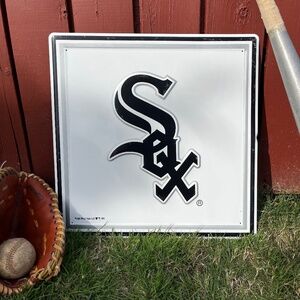 Vintage 90s Chicago White Sox MLB Metal / Tin Sign